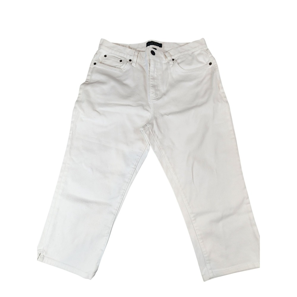 Lauren Ralph Lauren Jeans Women 12 White Cropped Straight Leg Stretch Denim